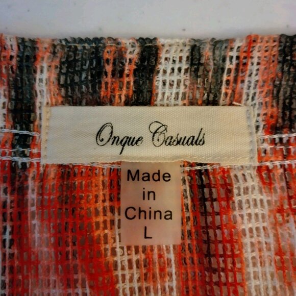 Onque Casuals Shirt Women Large Mesh Orange Yellow Brown Fall Harvest - Picture 7 of 16